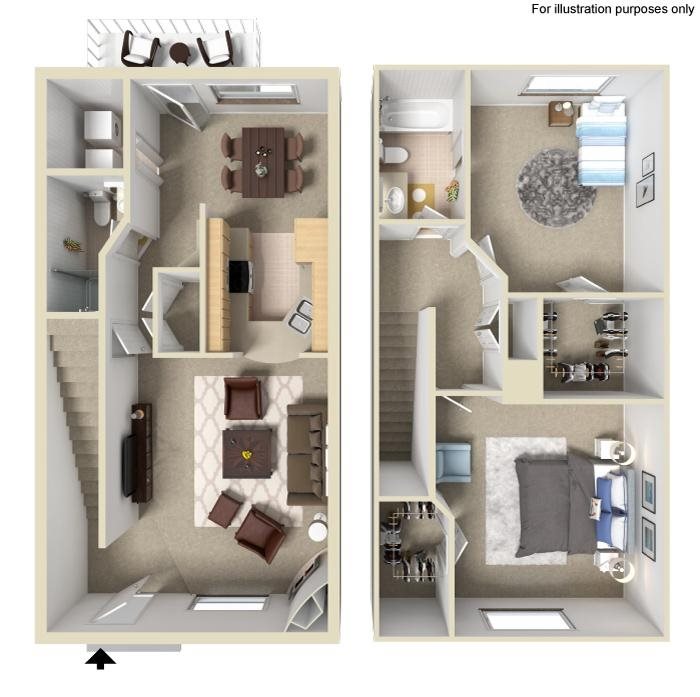 2 Bed 2 Bath Floorplan 2 Bed 2 Bath Floorplan at Wyndamere Apartments, KY 40324